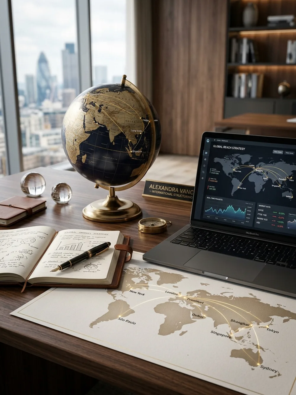 Stratégie internationale d’une société andorrane : globe et marchés mondiaux