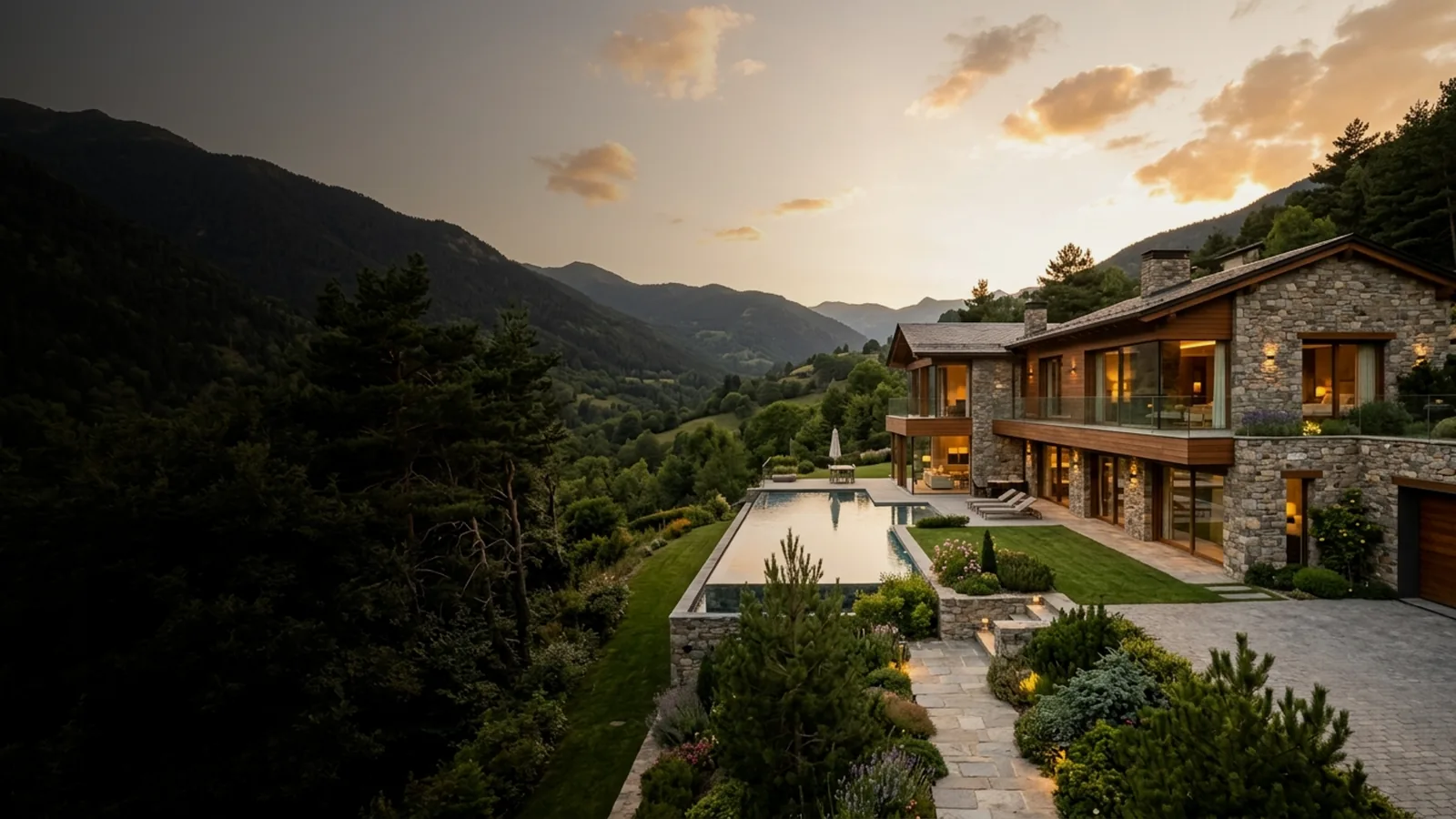 Villa de prestige détenue par une société patrimoniale en Andorre, vue sur les montagnes