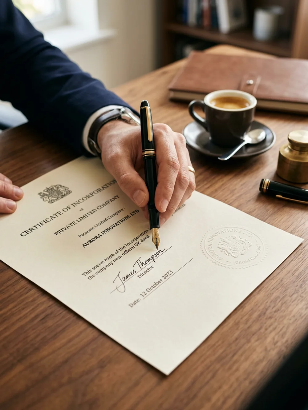 Signature de l’acte de constitution d’une société SL andorrane chez le notaire